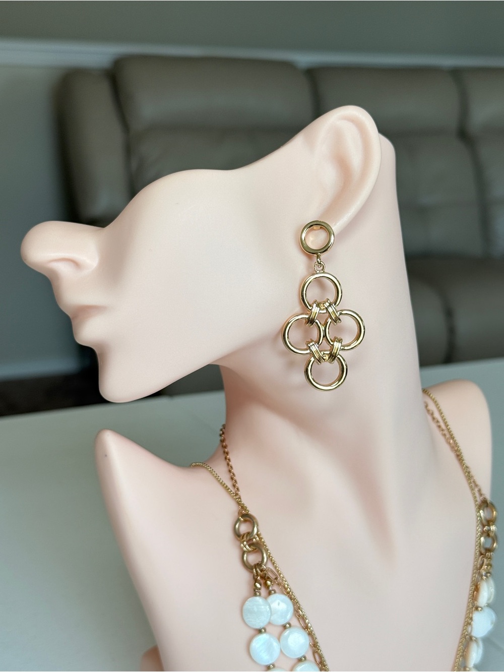 Gold Link Dangle Earrings - Women Jewelry